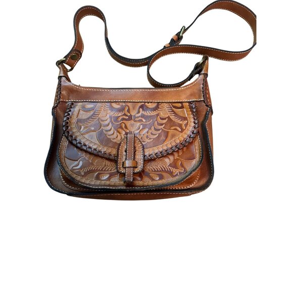 Patricia Nash Camille Embossed Leather Crossbody Bag Adjustable Strap & Back Zip - Picture 1 of 12